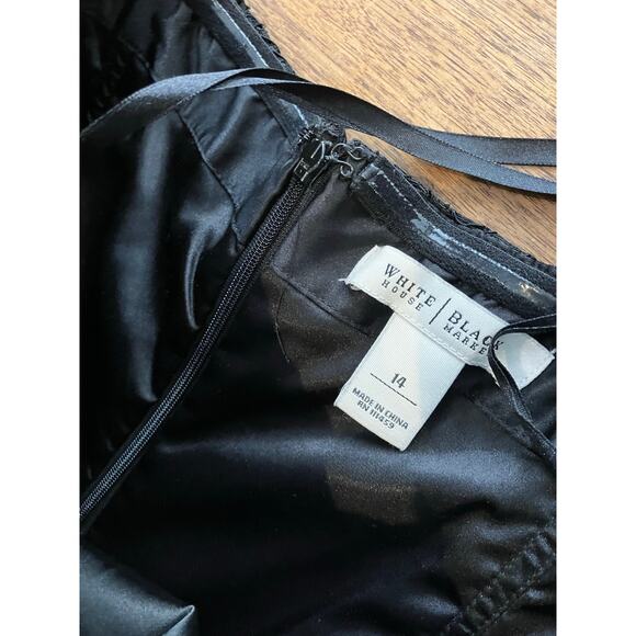 WHITE HOUSE BLACK MARKET Sequin Dress Size 14 Black Strapless Formal Cocktail - Picture 4 of 10